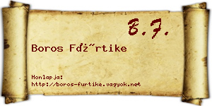 Boros Fürtike névjegykártya